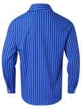 Men's Lapel Striped Button Up Long Sleeve Vacation Party Shirt