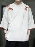 Vintage Chinese Style Dragon Embroidered Shirts for Men