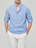 Male Casual Loose Fit Pocket Henley Shirts