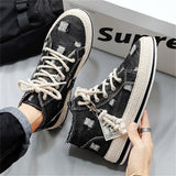 Men's Trendy High Top Lace Up Denim Canvas Shoes