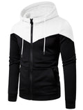 Men's Contrast Color Regular Fit Zipper Sports Hoodie