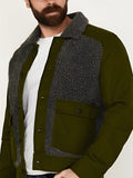 Male Relaxed Faux Wool Contrast Color Splicing Coats