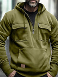 Men's Retro Solid Color Zipper Pullover Hoodies