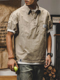 Men's Vintage Chest Pocket Short Sleeve Lapel Work Shirt