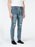 Fashionable Straight Leg Blue Denim Trousers for Men