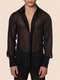 Men's Summer Sexy Deep V Neck See-Through Shirt