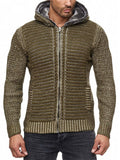 Winter Men's Zip Up Hooded Knitted Sweater