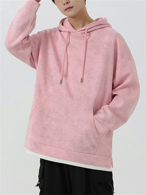 Men's Fake Two Pieces Oversized Basic Hoodies