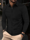 Men's Casual Slim Fit Lapel Zip Up Jacket with Pocket