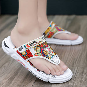 Men's Chinese Lion Dance Couplet  Dual Use Flip Flops Sandals