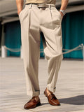 Men's Mid Waist Straight-Leg Fashionable Formal Suit Pants