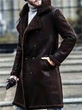 Men's Fashion Lapel Double-breasted Mid-length Suede Coat