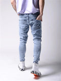 Trendy Male Stretch Embroidery Patchwork Jeans