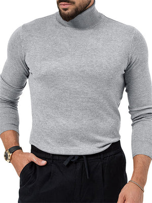 Men's High Neck Stretchy Basic Fleece Shirt for Winter