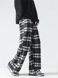 Male Casual Popular Elastic Waist Plaid Pants