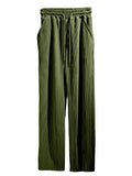 Men's Loose Drawstring Stripe Texture Straight-Leg Pants