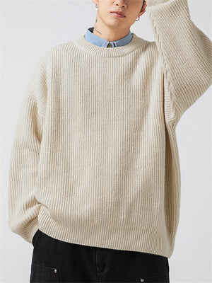 Men's Relaxed Fit Solid Color Crew Neck Sweater