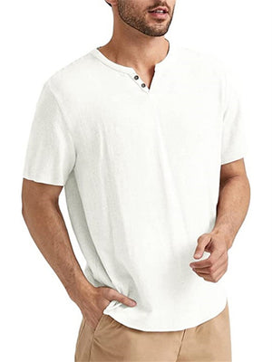 Lightweight Male Beach Short Sleeve Henley T-shirt