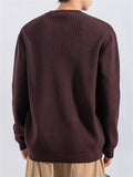 Men's Soft Comfort Henley Collar Solid Ribbed Sweater