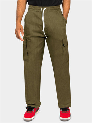 Male Summer Corduroy Multi-pocket Cargo Trousers