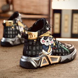 Chinese Kung Fu Panda Hanzi Print High Top Sneakers for Men