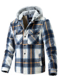 Male Winter Fleece Lined Plaid Hooded Coats