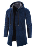 Men's Autumn Winter Stylish Hooded Warm Plush Zip Knitted Coat