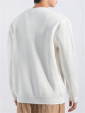 Men's Soft Comfort Henley Collar Solid Ribbed Sweater