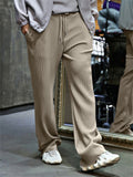 Men's Loose Drawstring Stripe Texture Straight-Leg Pants