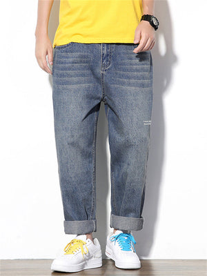 Fashion Cozy Japanese Style Straight Leg Loose Jeans for Men