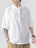 Solid Color Round Neck Loose Cotton T-Shirts