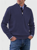 Men's Fall V Neck Half Zip Keep Warm Knit Sweater