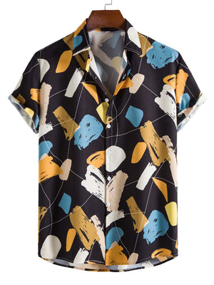 Men's Graffiti Cotton Breathable Button Down Beach Shirt