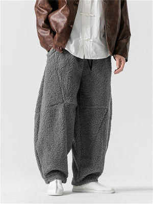 Oriental Style Thickened Lamb Wool Pants for Men