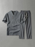 Mens Loose Comfy Vintage Linen Sets