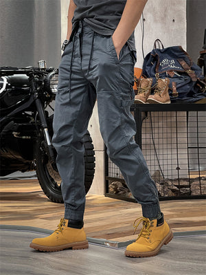 Retro Leisure Wear-resistant Male Ankle-tied Cargo Trousers