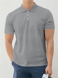 Men's Simple Solid Color Short Sleeve Polo Shirt