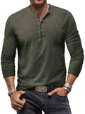 Vintage Washed Solid Distressed Male Henley Shirt