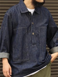 Male Casual Slim Dark Blue Oversized Denim Coats