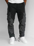 Men's Black Multi Pockets Patchwork Loose Cargo Pants