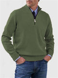 Men's Fall V Neck Half Zip Keep Warm Knit Sweater