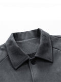 Men's Trendy Button Down Faux Suede Bomber Jacket