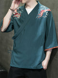 Vintage Chinese Style Dragon Embroidered Shirts for Men