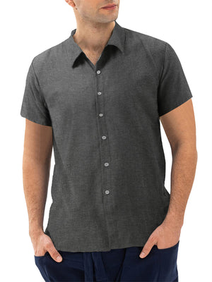 Men's Classic Leisure Short Sleeve Lapel Button Shirt in Summer