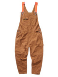 Men's Retro Loose Ripped Brown Cargo Jumpsuit