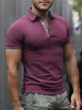 Modish Male Solid Turn Down Collar Short Sleeves T-shirt