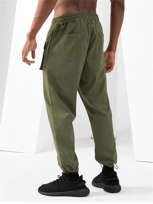 Men's 3D Pocket Elastic Waist Ankle Tied Pants for Summer