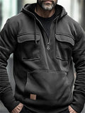 Men's Retro Solid Color Zipper Pullover Hoodies