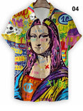 Men's Mona Lisa Cartoon Print Cuba Vintage Shirt