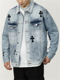 Urban-Chic Men's Casual Loose Distress Denim Jacket